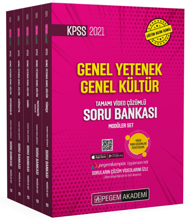 2021 KPSS Genel Yetenek Genel Kültür Tamamı Video Çözümlü Soru Bankası Modüler Set (5 Kitap Takım)