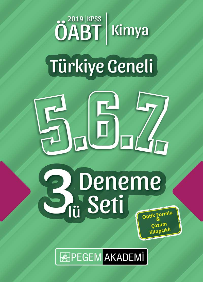 2019 KPSS ÖABT Kimya Öğretmenliği Türkiye Geneli Deneme (5.6.7) 3`lü Deneme Seti