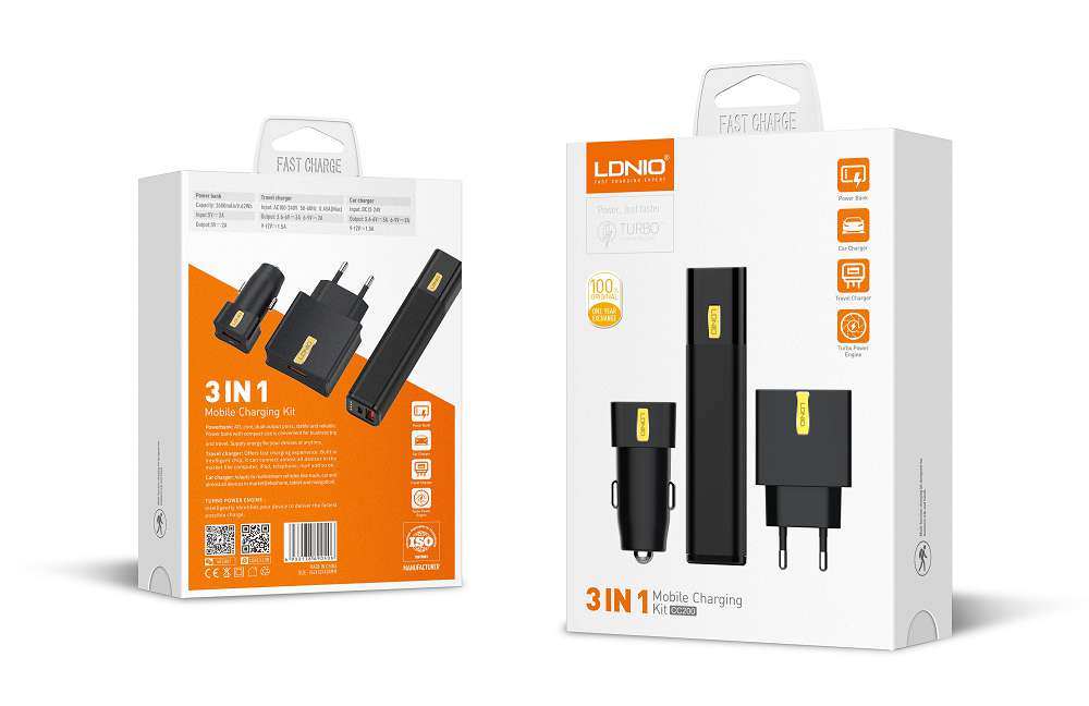 Ldnıo Powerbank Home Charger-Car Charger-3In1 2.600 Mah Cc200